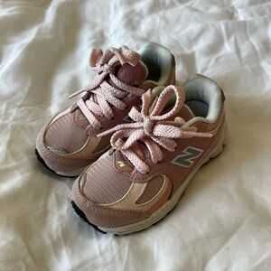 New Balance Kids Blush and Gray Sneakers